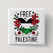 Vrije Palestijnse vlag Vierkante Button 5,1 Cm (Voorkant)