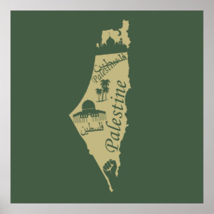 vrije Palestina kaart illustratie vrijheid Poster