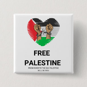 Vrije Palestina tekst Vierkante Button 5,1 Cm