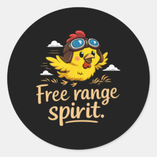 Vrije Sfeer Schattige Kip Met Vliegerbril Ronde Sticker