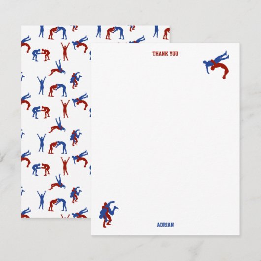 Vrije stijl Grieks-Romeins worstelen Aangepaste na Bedankkaart (Voorkant / Achterkant)