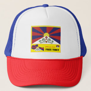 Vrije Tibet en Tibetaanse vlag, Kaart, Hart /Tibet Trucker Pet