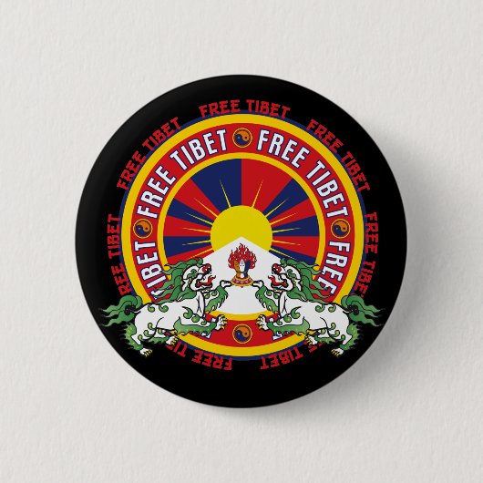 Vrije Tibet Logo Ronde Button 5,7 Cm (Voorkant)