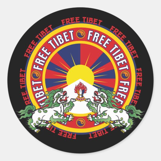 Vrije Tibet Logo Ronde Sticker (Voorkant)