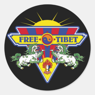 Vrije Tibetaanse vlag Logo Ronde Sticker