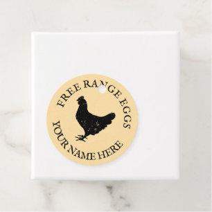 Vrije uitloop boerderij verse eieren kippensilhoue bedankjes labels