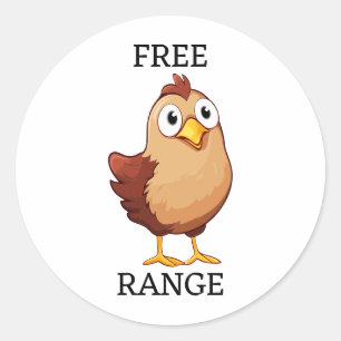 Vrije uitloop Kip Moeder Hen Cartoon Karakter Ronde Sticker