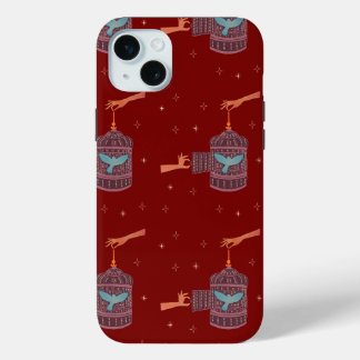 Vrije Vogel Kooi | Folk Art handen en Blauwe Vogel iPhone 15 Mini Hoesje