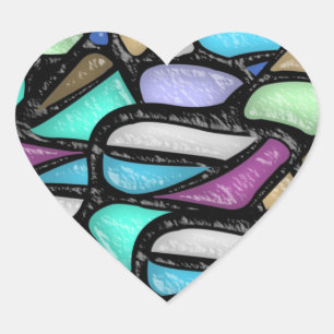 Vrije vorm loodglas (hartvormige Stickers) Hart Sticker