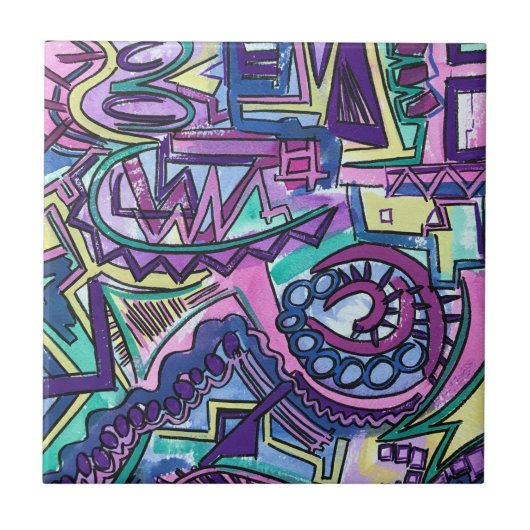 Vrije Wil-Handgeschilderde Abstracte Kunst Tegeltje (Voorkant)