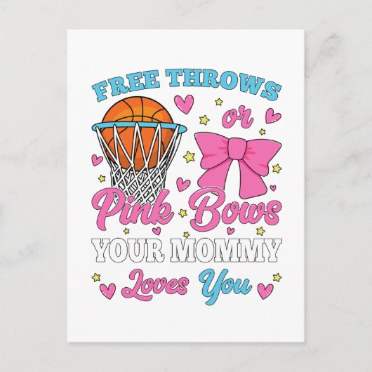 Vrije worpen of roze strikjes mammie houdt van jou briefkaart (Voorkant)