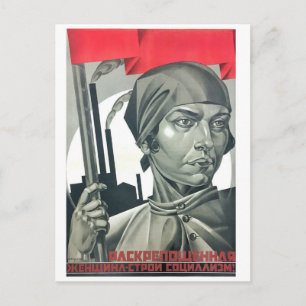 Vrijgemaakte vrouw bouwt het socialisme! Sovjet Briefkaart