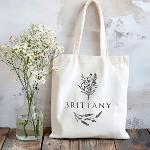 Vrijgezellenfeest Aangepaste naam rustieke bloem Tote Bag