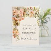 Vrijgezellenfeest Antiek Rozen Bloemen Bloemen Bl Kaart (Staand voorkant)