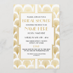 vrijgezellenfeest Art Deco 1920 White and Gold Par Kaart