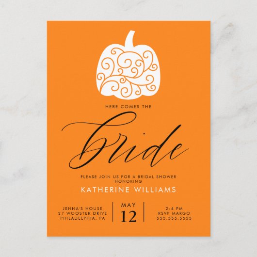 VRIJGEZELLENFEEST | Autumn Pumpkin-Briefkaart Briefkaart (Voorkant)