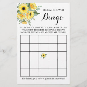 Vrijgezellenfeest Bingo Greenery Sunflower Game Ca Flyer