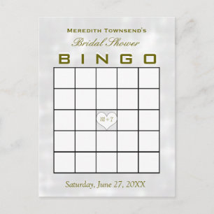 Vrijgezellenfeest bingo monogram hart uitnodiging briefkaart