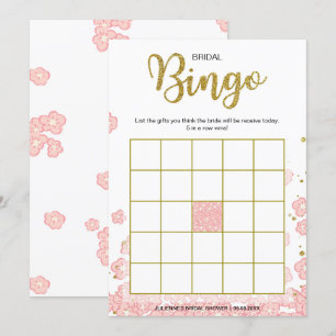 vrijgezellenfeest Bingo Roze en goudflora Kaart
