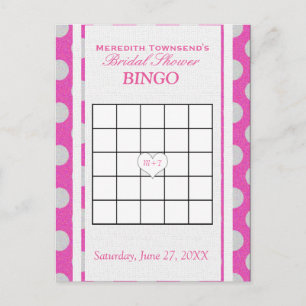 vrijgezellenfeest Bingo   Roze en zilver Uitnodiging Briefkaart