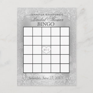 Vrijgezellenfeest Bingo Zilveren Elegantie Uitnodiging Briefkaart