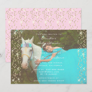 Vrijgezellenfeest Birthday Pink Gold Unicorn Party Kaart