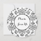 Vrijgezellenfeest Black Daisy Damask Custom Invita Kaart (Voorkant)