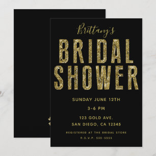 Vrijgezellenfeest Black Gold Glitter Glam Girl Kaart