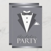 Vrijgezellenfeest Black Suit Flat Invitation Kaart (Voorkant / Achterkant)