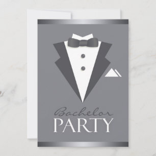 Vrijgezellenfeest Black Suit Flat Invitation Kaart