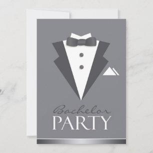 Vrijgezellenfeest Black Suit Flat Invitation Kaart