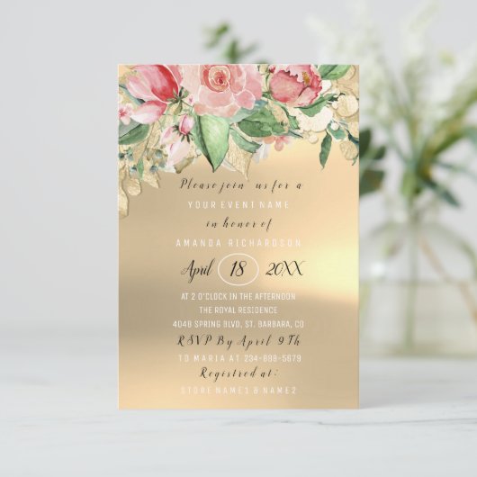 Vrijgezellenfeest Bloem Brunch Groen Goud Mint Roz Kaart (Staand voorkant)