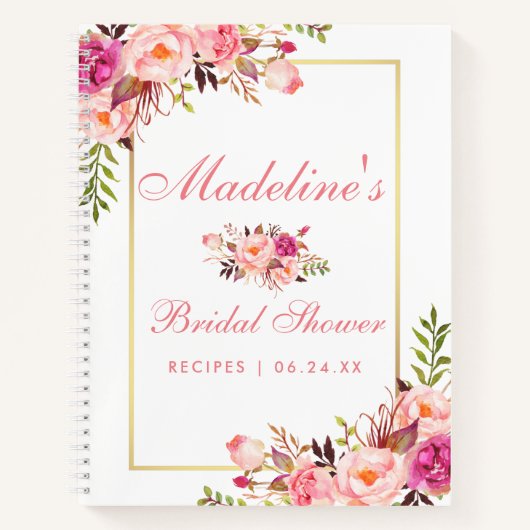 Vrijgezellenfeest Bloemen Roze Blush Recept Notitieboek (Voorkant)