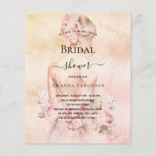 Vrijgezellenfeest blond bruid roos budget uitnodig flyer