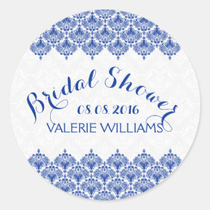 Vrijgezellenfeest Blue & White Floral  Lace Ronde Sticker
