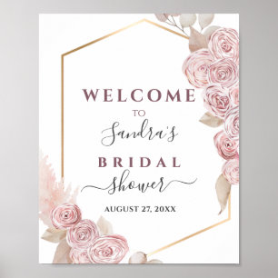 Vrijgezellenfeest Blush Pink Floral en Golden Lijs Poster