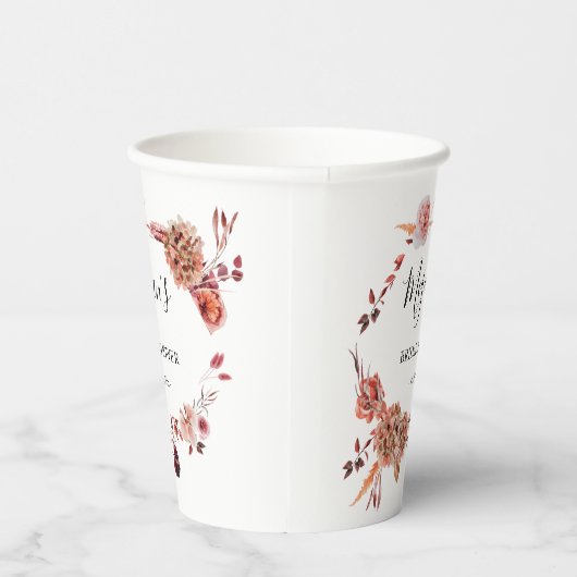 Vrijgezellenfeest boho bloemen Papieren kopjes Papieren Bekers (Rechts)