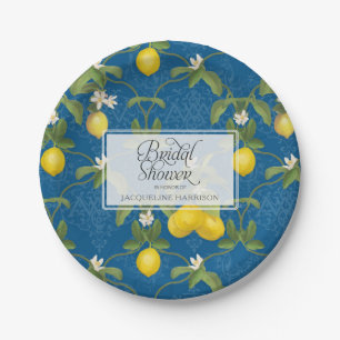 Vrijgezellenfeest BOHO Royal Blue Lemon Flower Cit Papieren Bordje