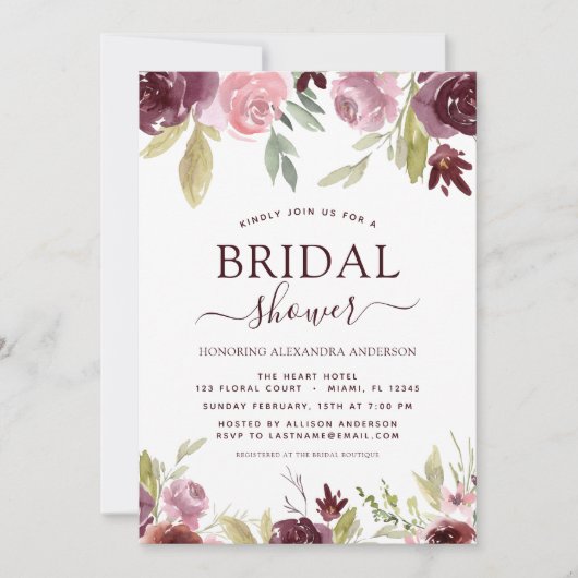 Vrijgezellenfeest Bourgogne Elegante lentebloem Kaart (Voorkant)