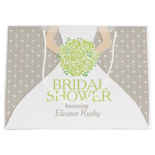 Vrijgezellenfeest bride green posy custom gift bag large cadeautasje (Voorkant)