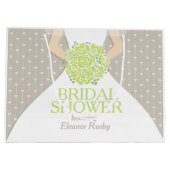 Vrijgezellenfeest bride green posy custom gift bag large cadeautasje (Achterkant)