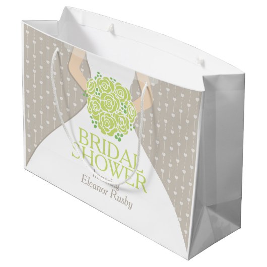Vrijgezellenfeest bride green posy custom gift bag large cadeautasje (Achterkant Gekanteld)