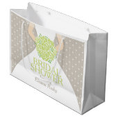 Vrijgezellenfeest bride green posy custom gift bag large cadeautasje (Voorkant Gekanteld)