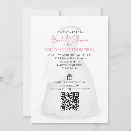 Vrijgezellenfeest Bride Wedding  Gown QR Code Kaart (Voorkant)