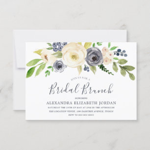 Vrijgezellenfeest Brunch, Navy & Champagne Flowers Kaart