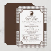Vrijgezellenfeest Brunch; Taupe Houndstooth Kaart (Voorkant / Achterkant)