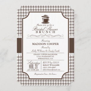 vrijgezellenfeest Brunch; Taupe Houndstooth Kaart