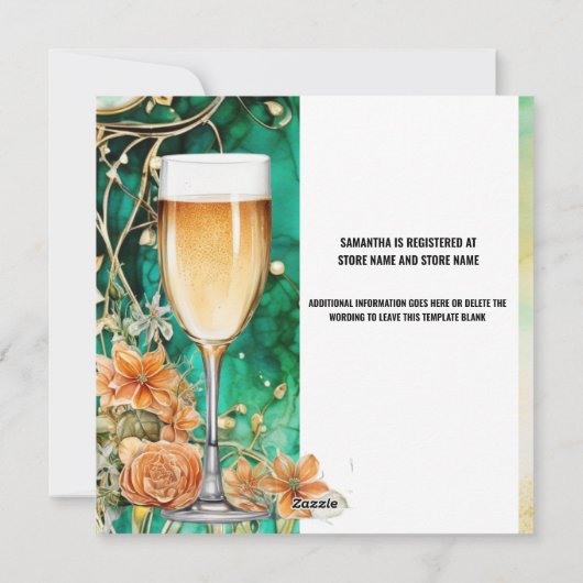 Vrijgezellenfeest bubbelig sinaasappel roos trendy feestdagenkaart (Achterkant)