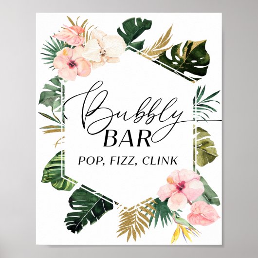 Vrijgezellenfeest Bubbly Bar Pop Fizz Clink Sign Poster (Voorkant)