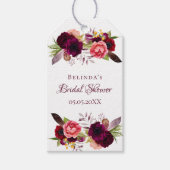 Vrijgezellenfeest burgundy boho florals bedankt cadeaulabel (Voorkant)